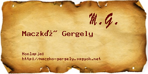 Maczkó Gergely névjegykártya